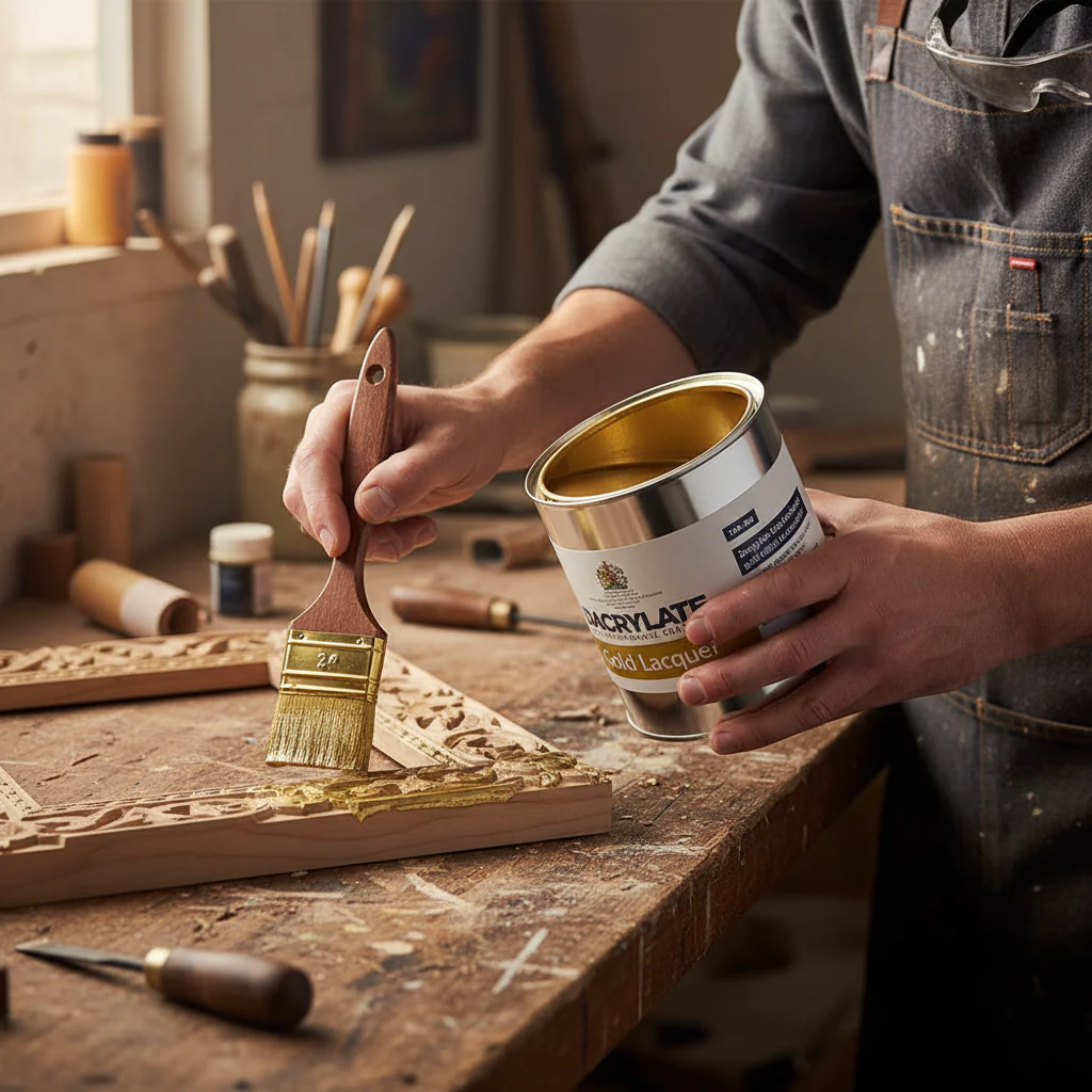 Premium Gold Lacquer Paint 1L - High-Performance Metallic Finish with Superb Coverage and Fade Resistance