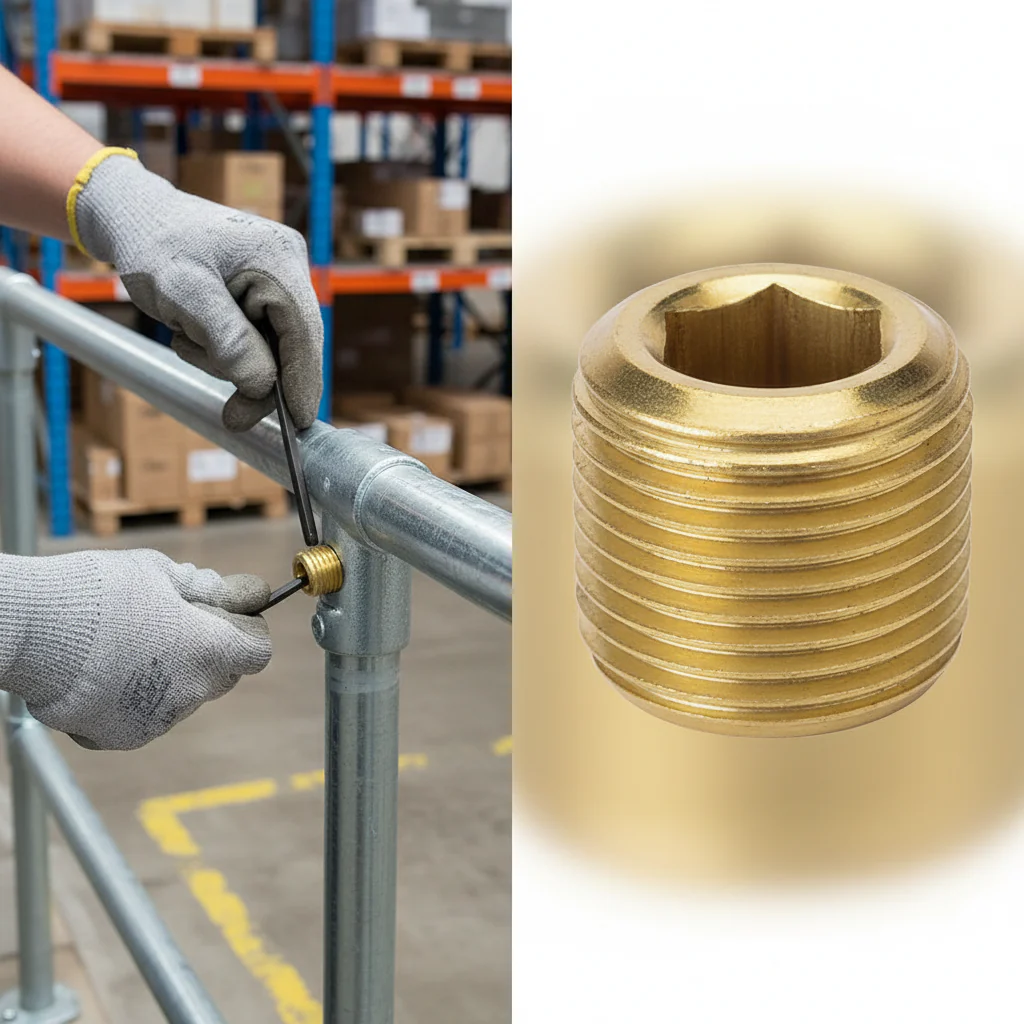 Premium Gold Setscrew Key Clamp for 42.4mm Fittings - Standard Length with 3/8" Gold Screw and 5/16" Key Size