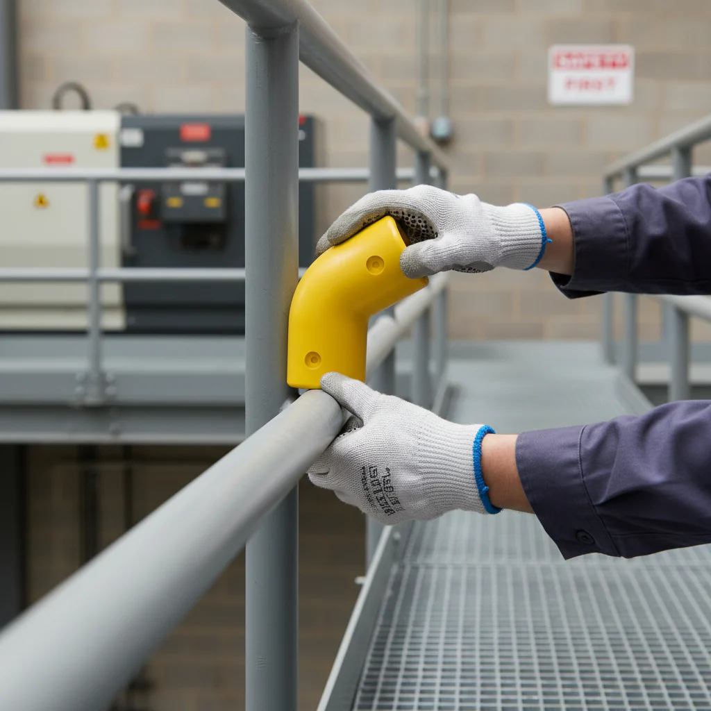 Premium GRP Handrail Fitting 120° Elbow for Stairs with 30° Standard Angle Connection