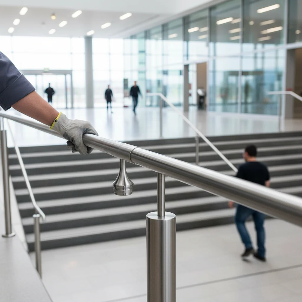 Premium Thick Tube To Tube Handrail Support for 48.3mm Diameter with Satin Finish and 58mm Height - Image 2