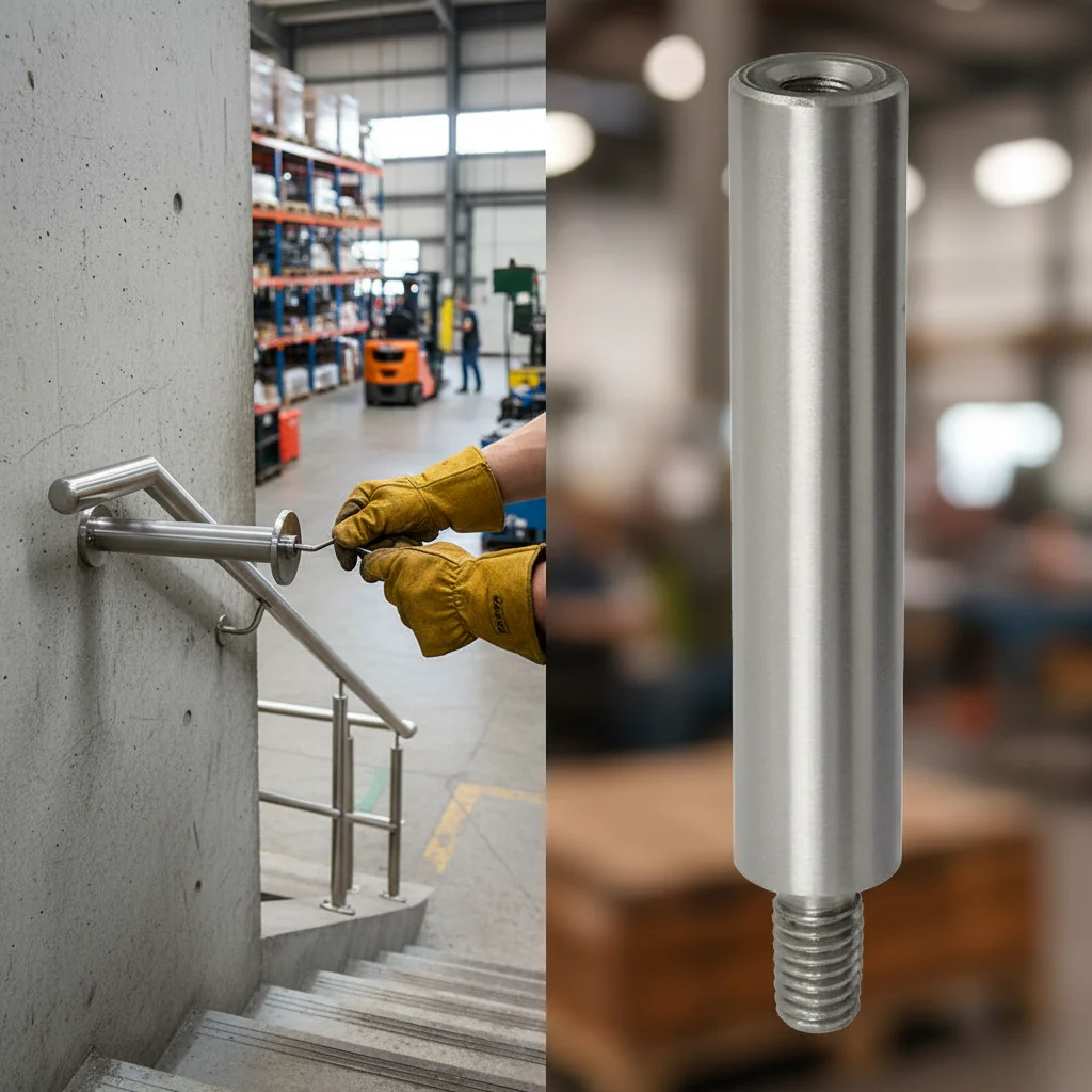 Premium Straight Handrail Support Pin 14mm Diameter with M8 and M6 Threads for Versatile Connections