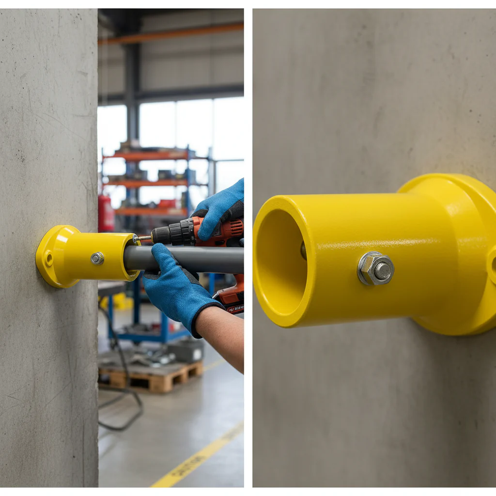 Premium Round Wall Flange Handrail Fitting with Drilled Holes and M6 Bolt for Secure Wall Fixing