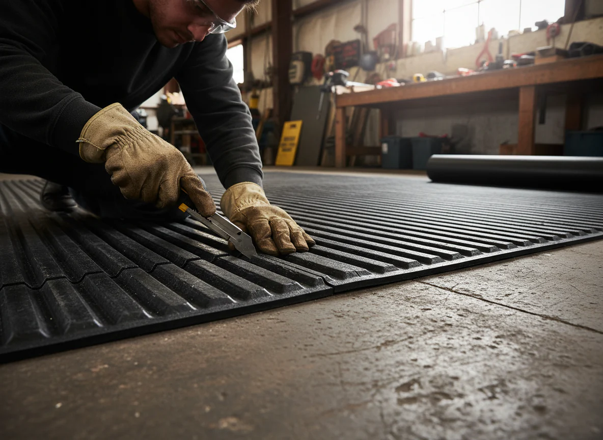 Premium Heavy Duty Narrow Ribbed Matting for Horsebox Flooring, Kennels, and Bench Matting - 12000 x 1160 x 6mm
