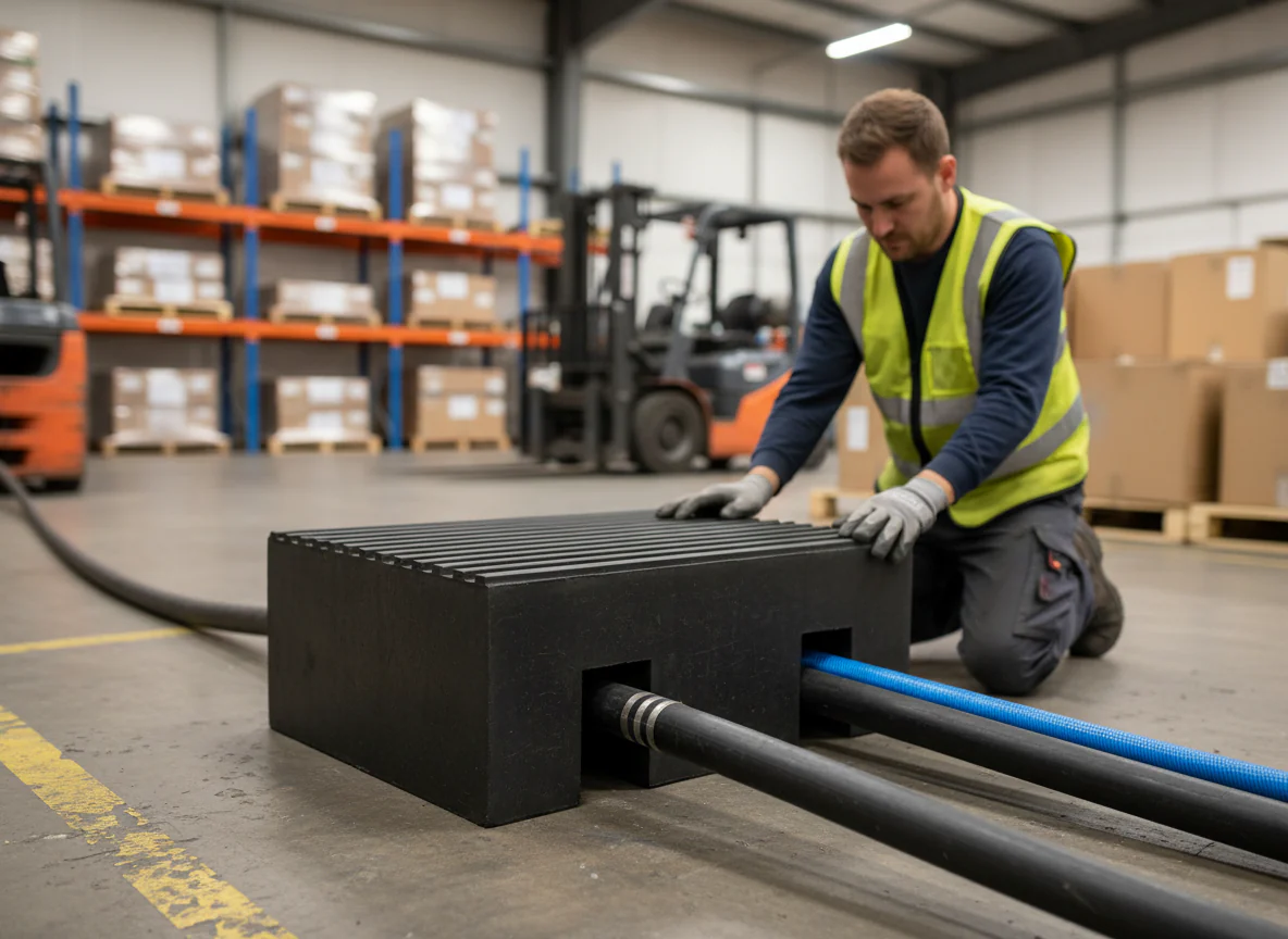 Premium Modular Hose Ramp Block 350 x 400 x 180 mm - Heavy Duty Connector for Steel Bridge Systems