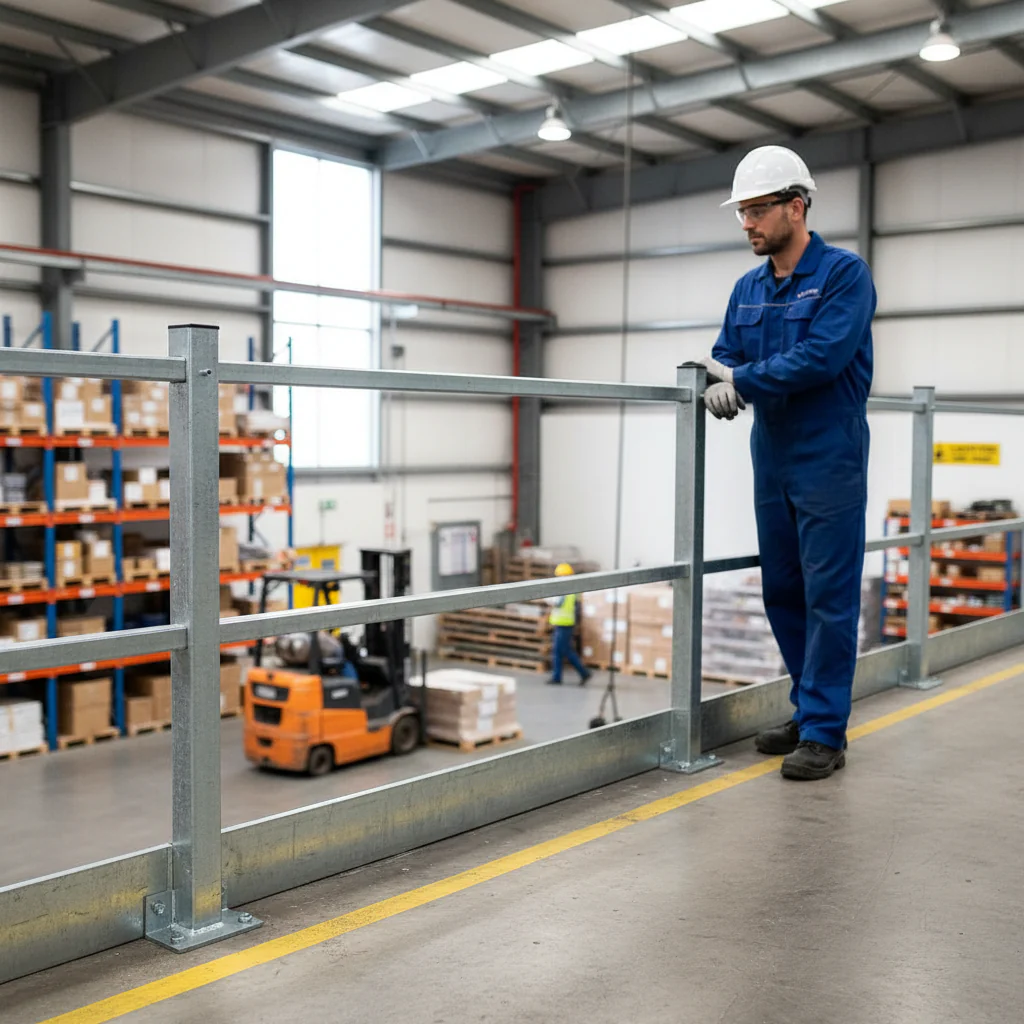 Premium Galvanised Mezzanine Handrail Square Post for 25mm Tube - 40x40x2.5mm with 550mm Hole Centres and 1140mm Height - Image 2