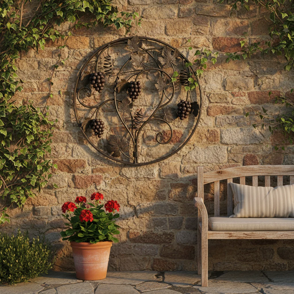 Premium Ornate Grape Decorative Panel 650mm Diameter with Hammered Edge Finish and Forged Design - Image 2