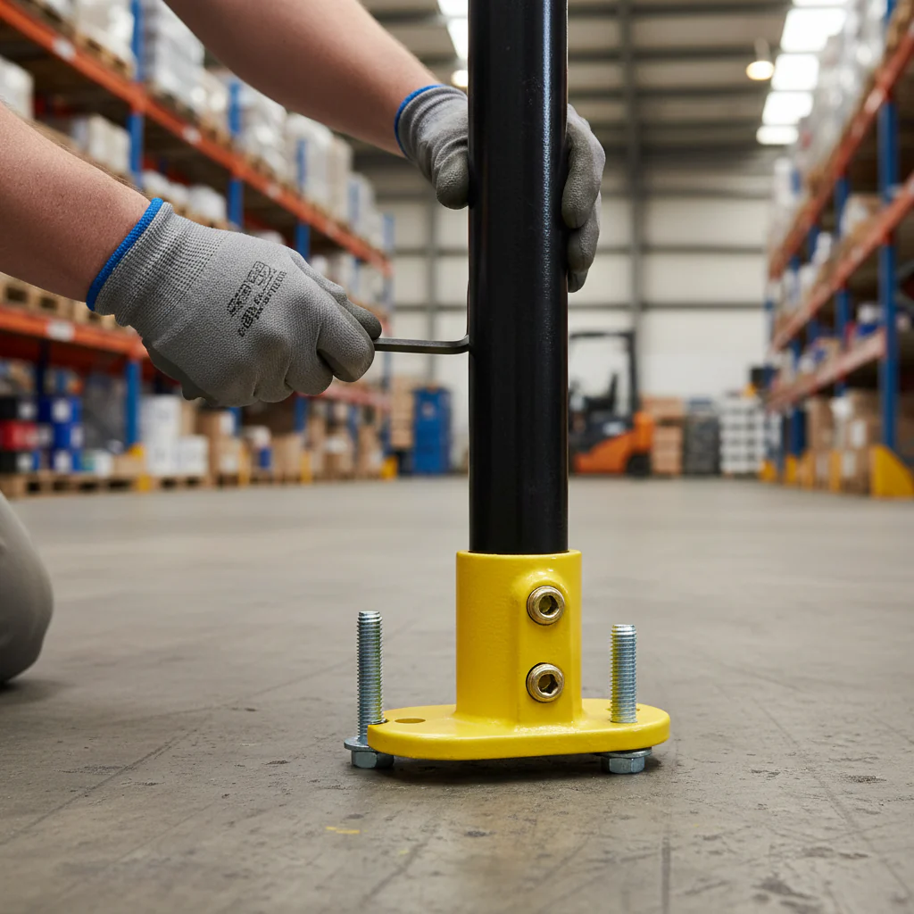 Premium Oval Base Flange Key Clamp for 33.7mm Tube - Yellow Powder Coated Finish for Indoor Use