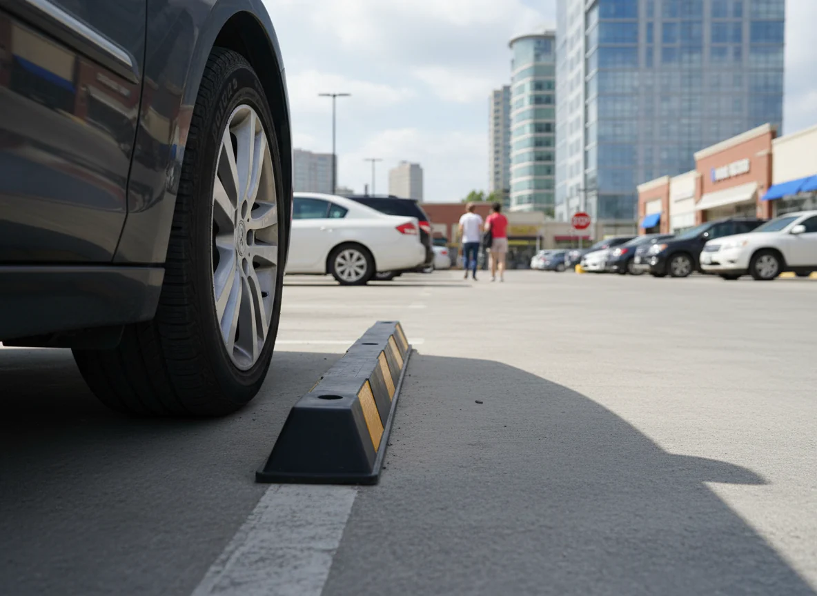 Premium Reflective Kerb Stopper with Yellow Chevrons for Enhanced Visibility, M12 x 200mm Fixings - Image 2