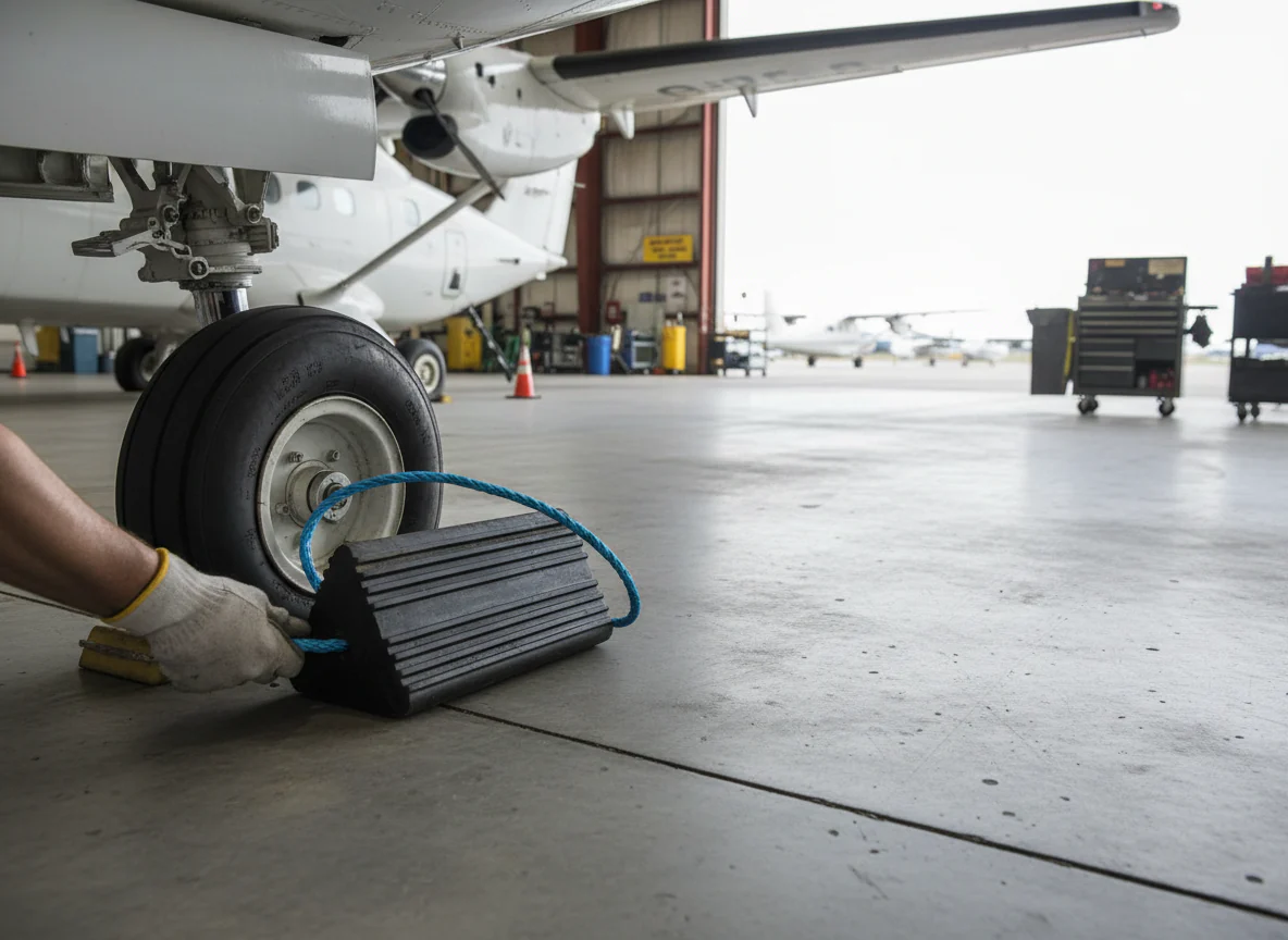Premium Rubber Aircraft Wheel Chock with Carry Rope, 170 x 155 x 333 mm, 9 kg Heavy Duty Design