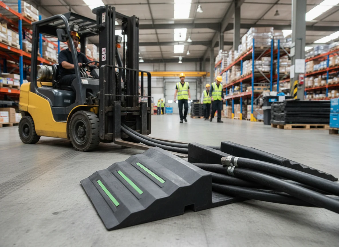 Premium Rubber Hose and Cable Ramp with Dual Channels and High Load Capacity - 820 x 310 x 102 mm - Image 2