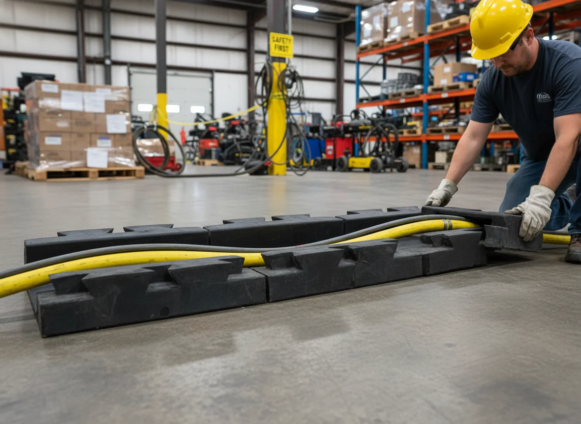 Premium Extendable Rubber Hose Ramp - Modular System for Cables and Hoses with Max Load of 44 Tonnes