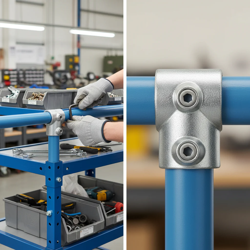 Premium Short Tee Key Clamp for 26.9mm Tube - 90° Connection for Guardrail Applications
