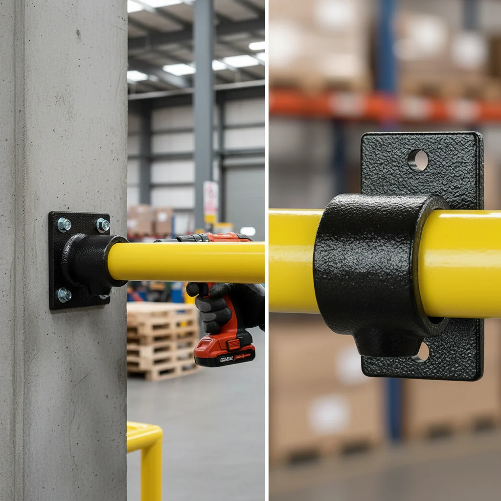 Premium Side Through Rail Support Key Clamp for 33.7mm Tubing with Black Electrophoretic Finish for Wall Attachments