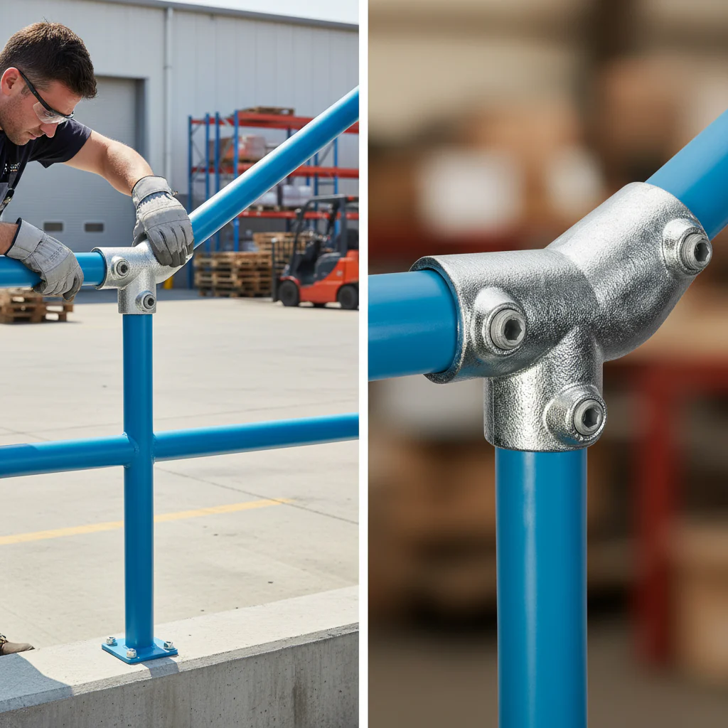 Premium Sloping Up Tee 30-45° for 42.4mm Tube - Durable Handrail Fitting for Stair Applications