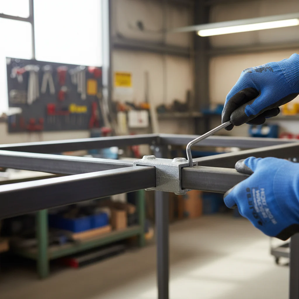 Premium External Square Key Clamp Connector for 40mm Box Section - Durable Inline Joint for Tube Connections