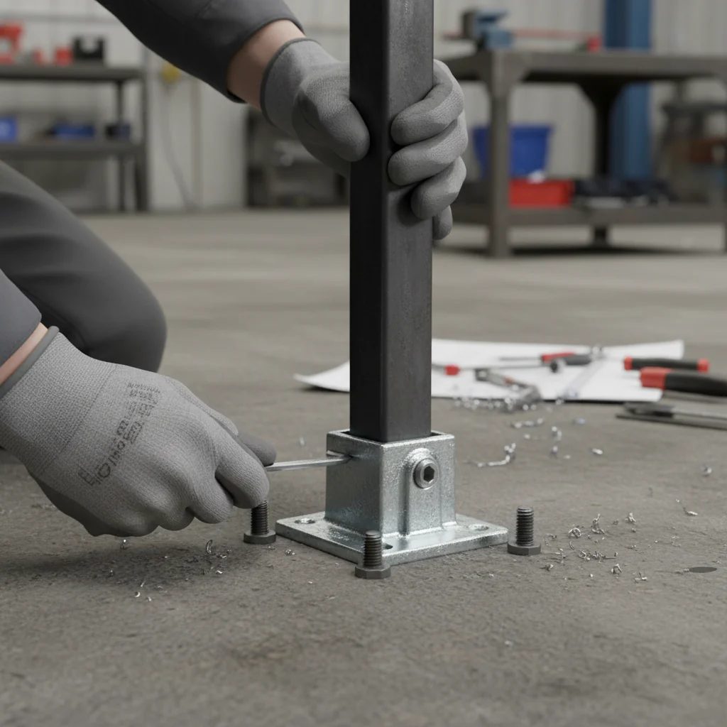 Premium Square Key Clamp Footplate Base for 40mm Box Section - Heavy Duty End Termination Solution