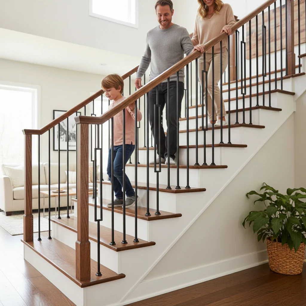 Premium 12.5mm Square Hollow Stair Spindle Panel - 1117mm Height, Powder Coated Black Finish - Image 2