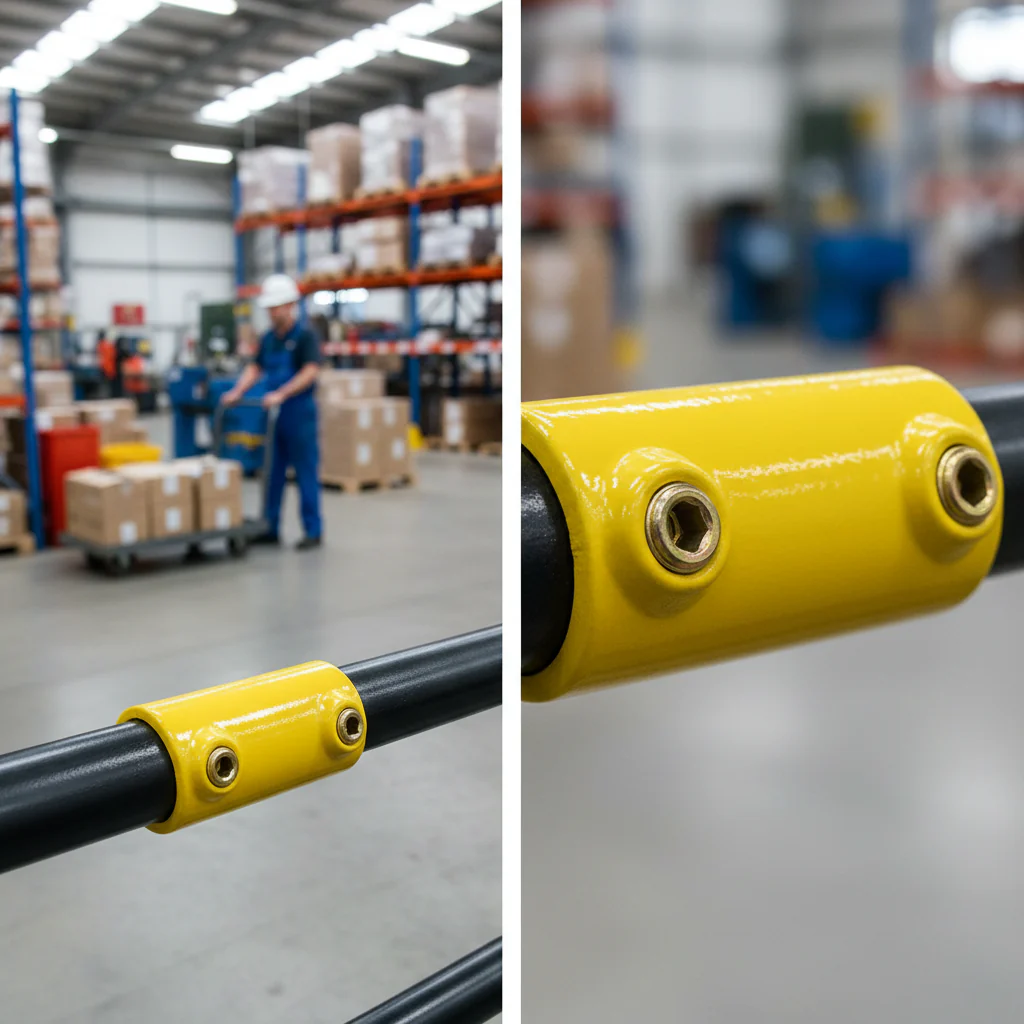 Premium Straight Joint Key Clamp for 33.7mm Tube - Yellow Powder Coated External Connector