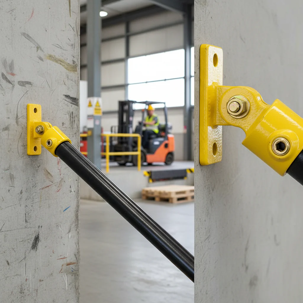 Premium Swivel Angle Wall Flange Fitting for 42.4mm Tube - Yellow Powder Coated, Internal Use Only