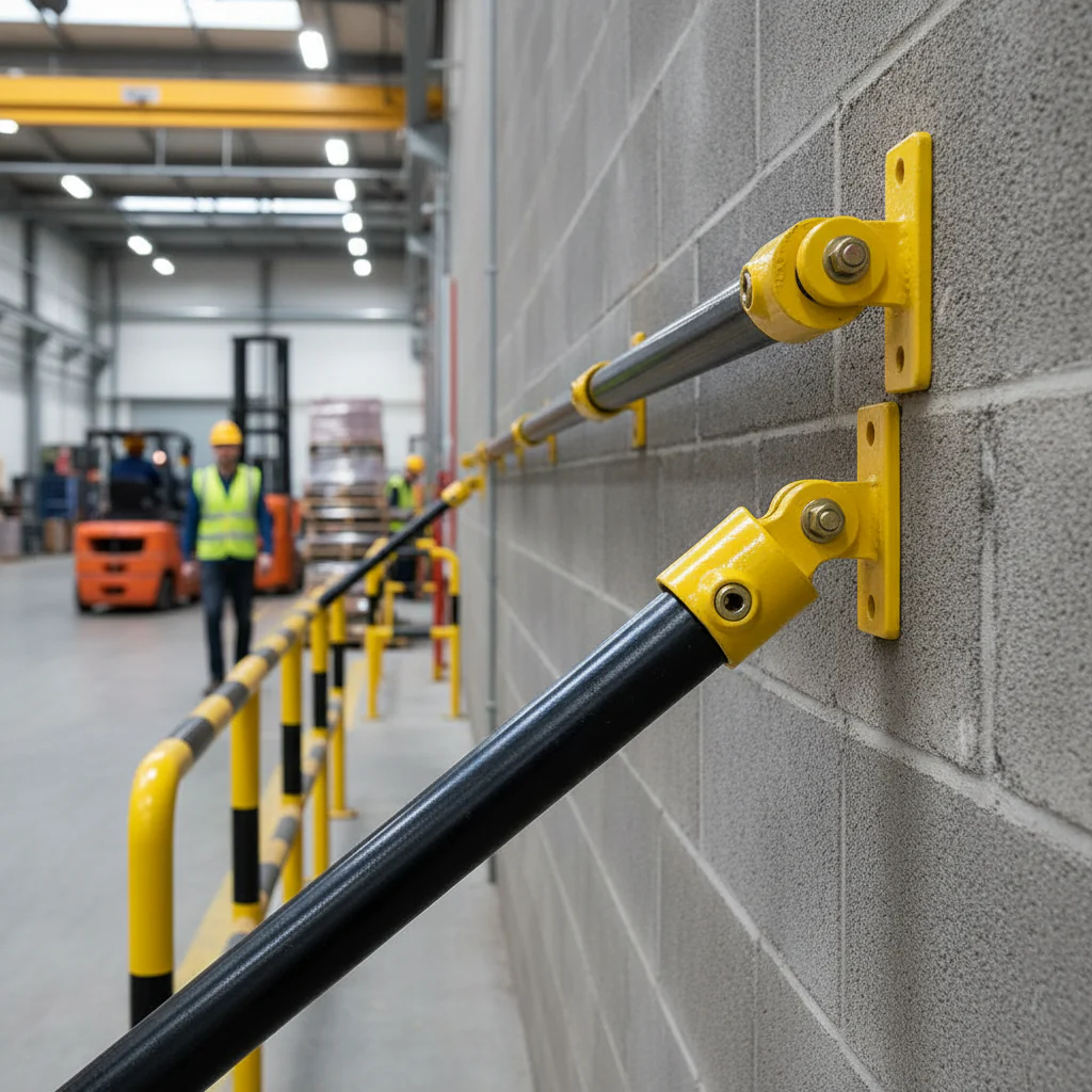 Premium Swivel Angle Wall Flange Fitting for 42.4mm Tube - Yellow Powder Coated, Internal Use Only - Image 2