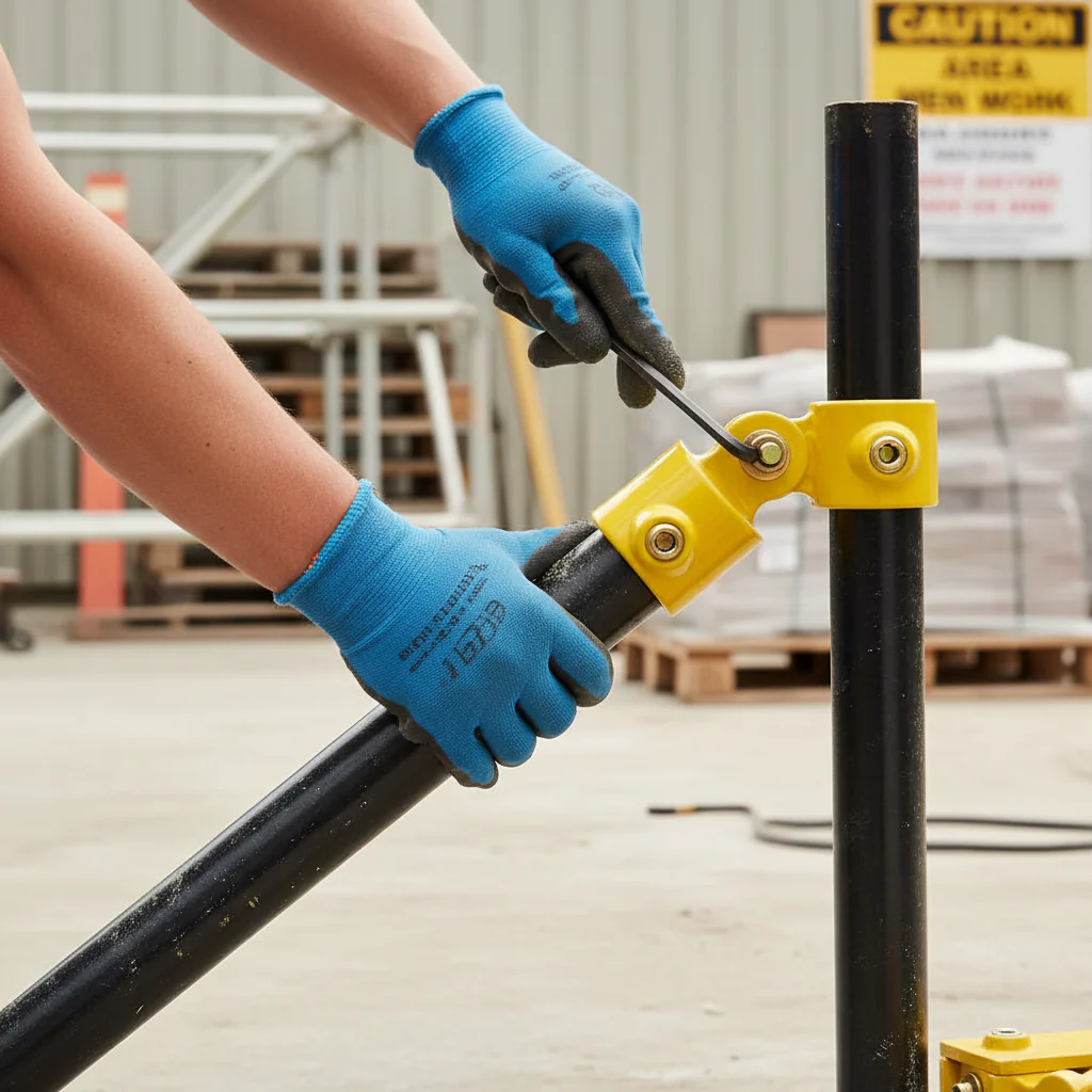 Premium Single Swivel Socket Key Clamp for 48.3mm Tube - Yellow Powder Coated Finish for Internal Use