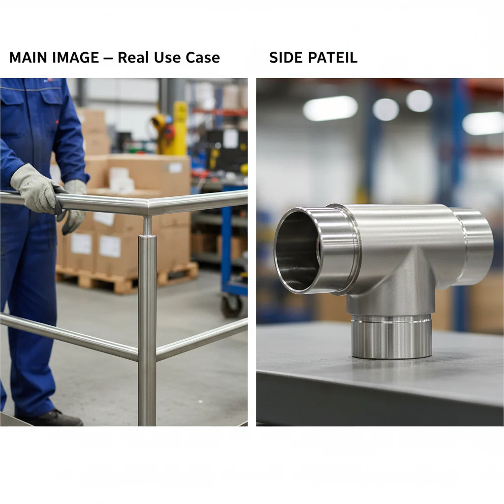 Premium 316 Stainless Steel Tee Piece Connector for 48.3mm x 2mm Tube with Satin Finish