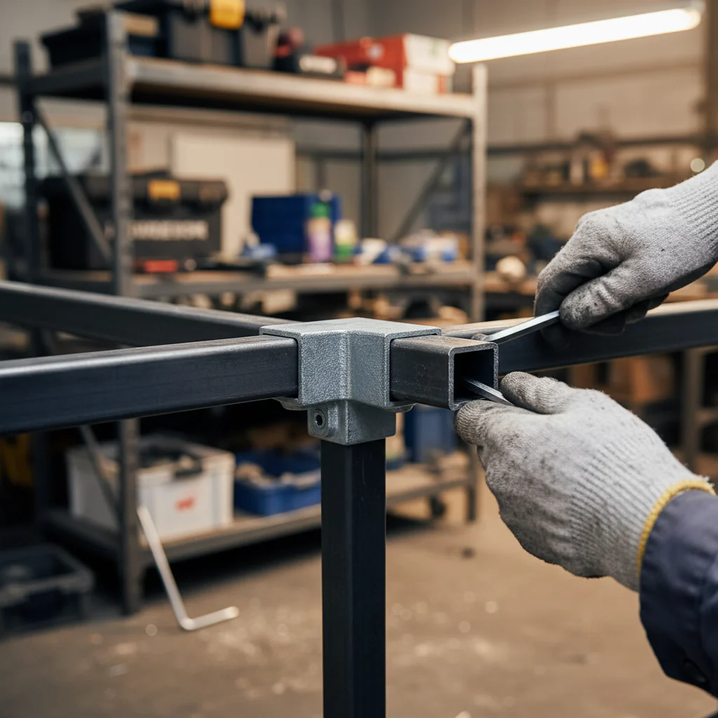 Premium Three Way Top Corner Key Clamp for 40mm Square Box Section - Durable 90° Design for Secure Connections