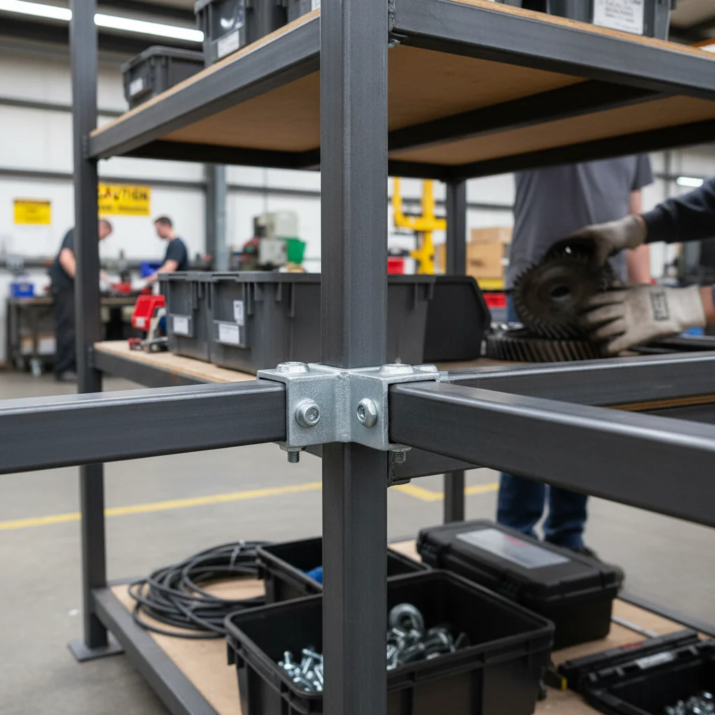 Premium Three Way Mid Corner Square Key Clamp for 40mm Box Section - Durable 90° Fitting for Rail Applications - Image 2