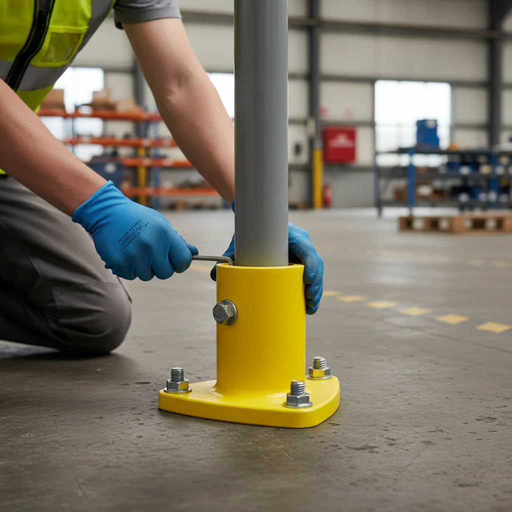 Premium Triangular Base Flange Handrail Fitting with Drilled Holes and M10 Bolt for Secure Wall Fixing and Stair Applications