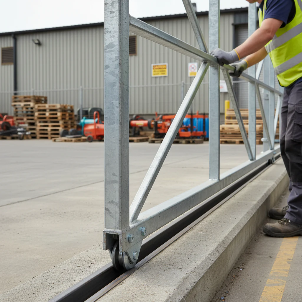 Premium Single Trolley Gate Wheel Carriage - Galvanised Steel with 42mm Diameter Wheels and M12 Threaded Bar for Smooth Operation