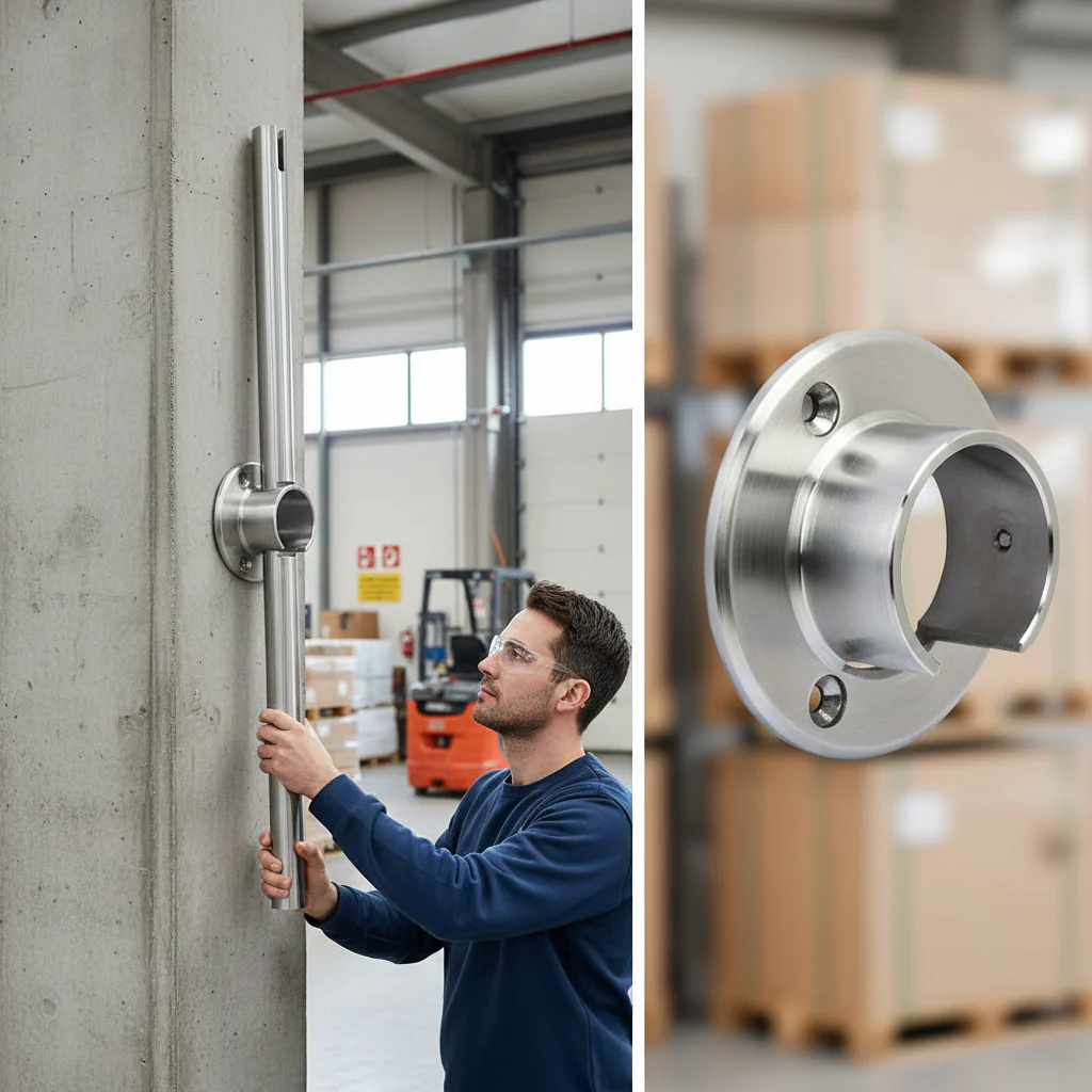 Premium Wall Flange for 42.4mm Slotted Tube - Heavy Duty Mounting Solution - High-Quality Professional Grade for Industrial and Commercial Applicat...