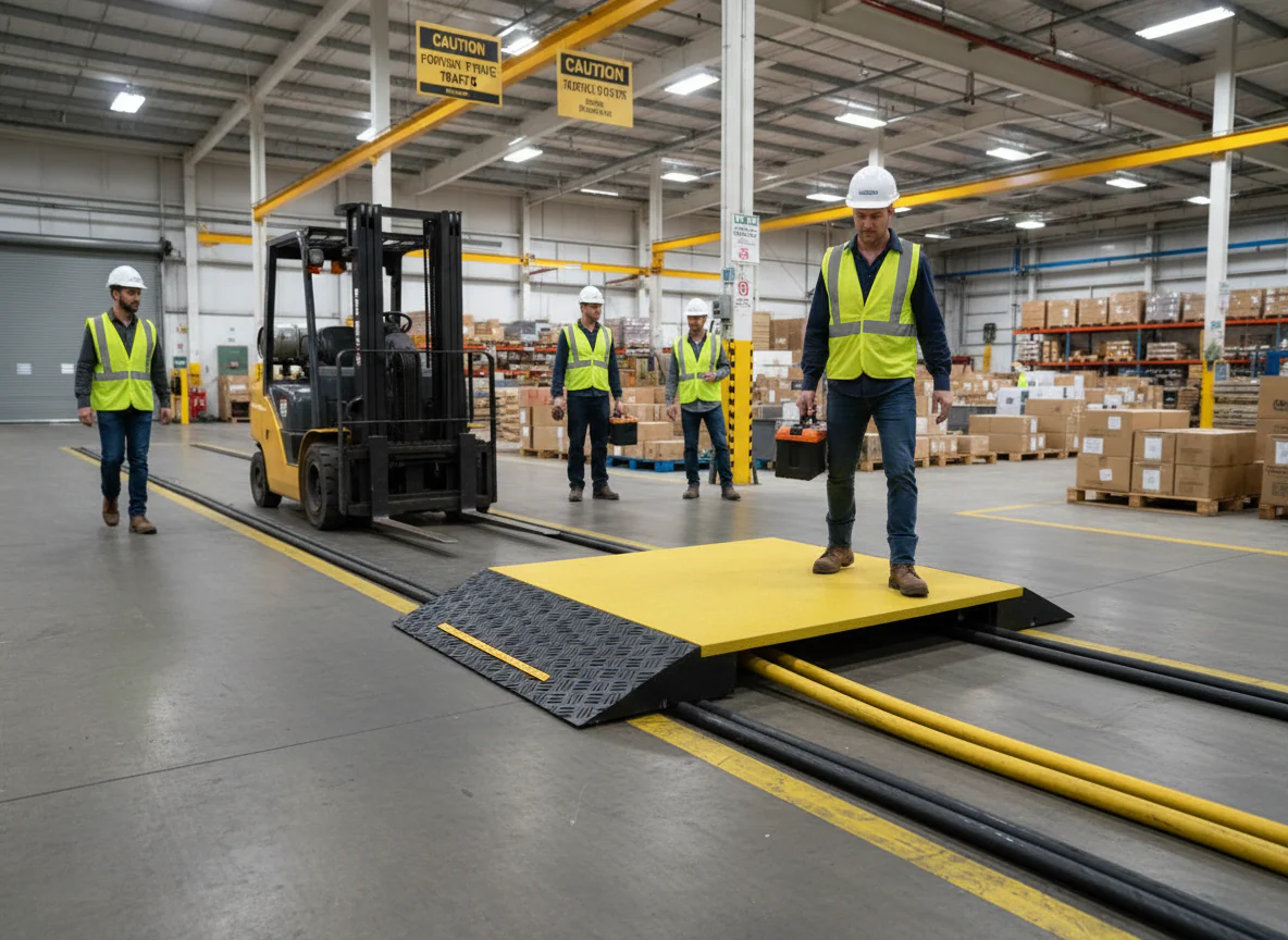 Professional Heavy Duty Polymer Cable Hose Ramp with Non-Slip Wedges and High Visibility Footbridge – 1560 x 880 x 125mm - Image 2
