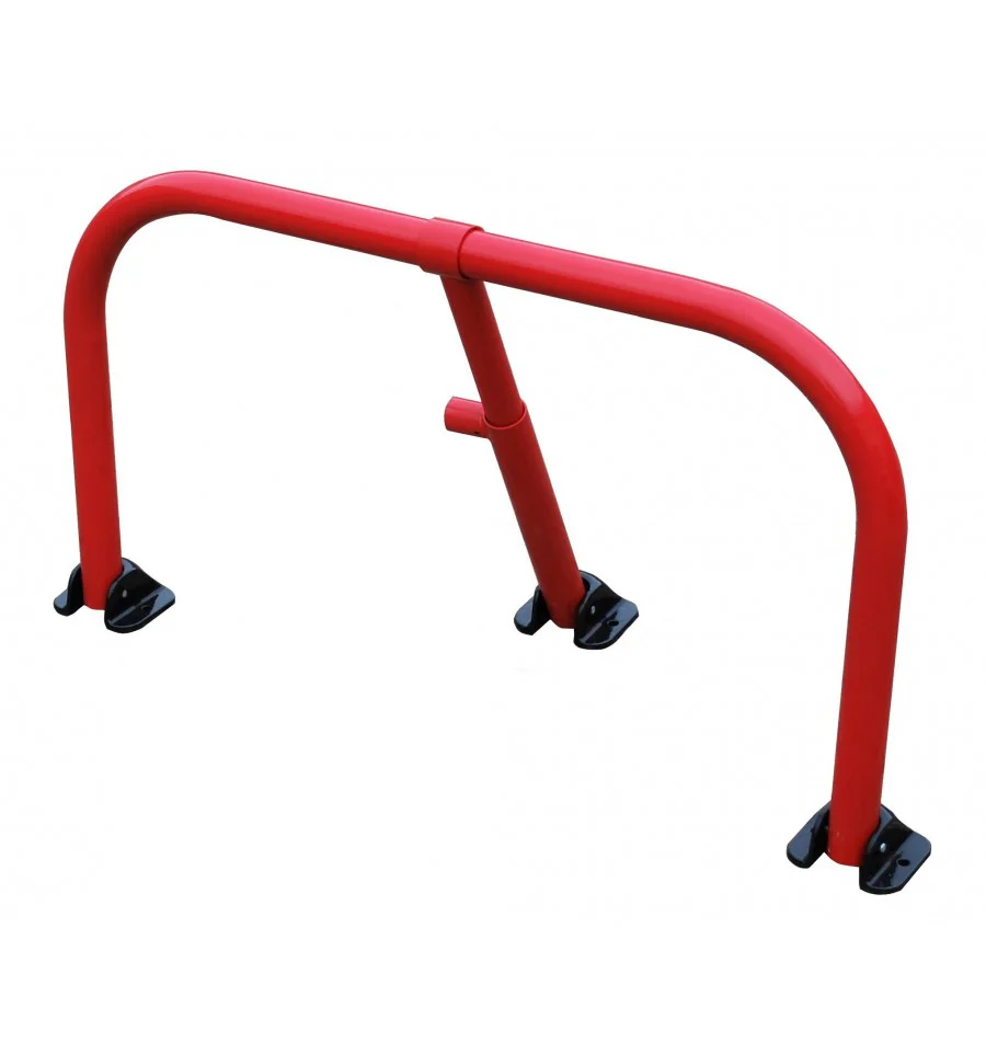 Red Fold-Down Hoop Barrier with Built-In Lock – Surface-Mounted Parking & Access Control - Image 4