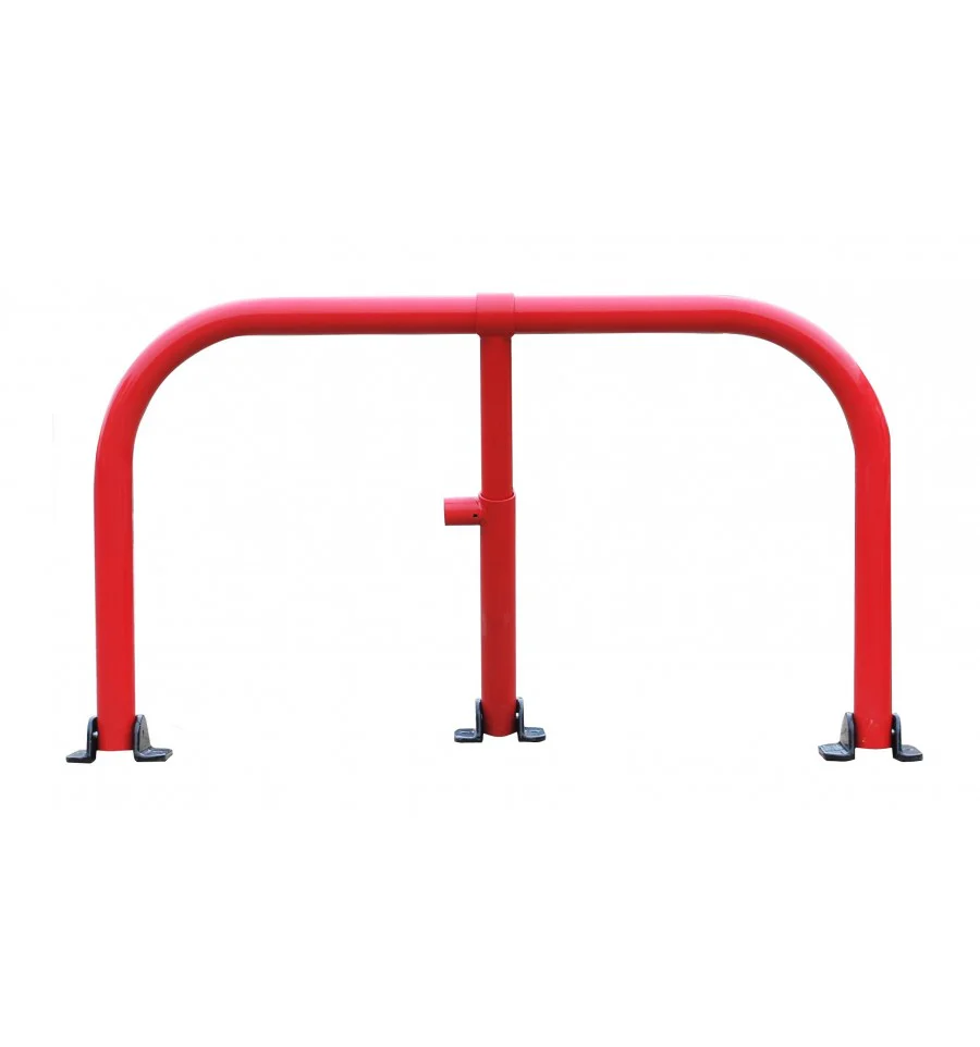 Heavy-Duty Red Fold-Down Hoop Barrier with Integral Lock – Secure Car-Park & Driveway Access - Image 3