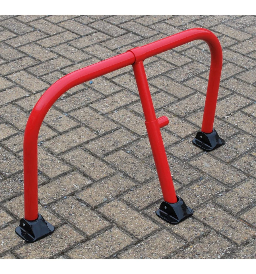 Heavy-Duty Red Fold-Down Hoop Barrier with Integral Lock – Secure Car-Park & Driveway Access - Image 5