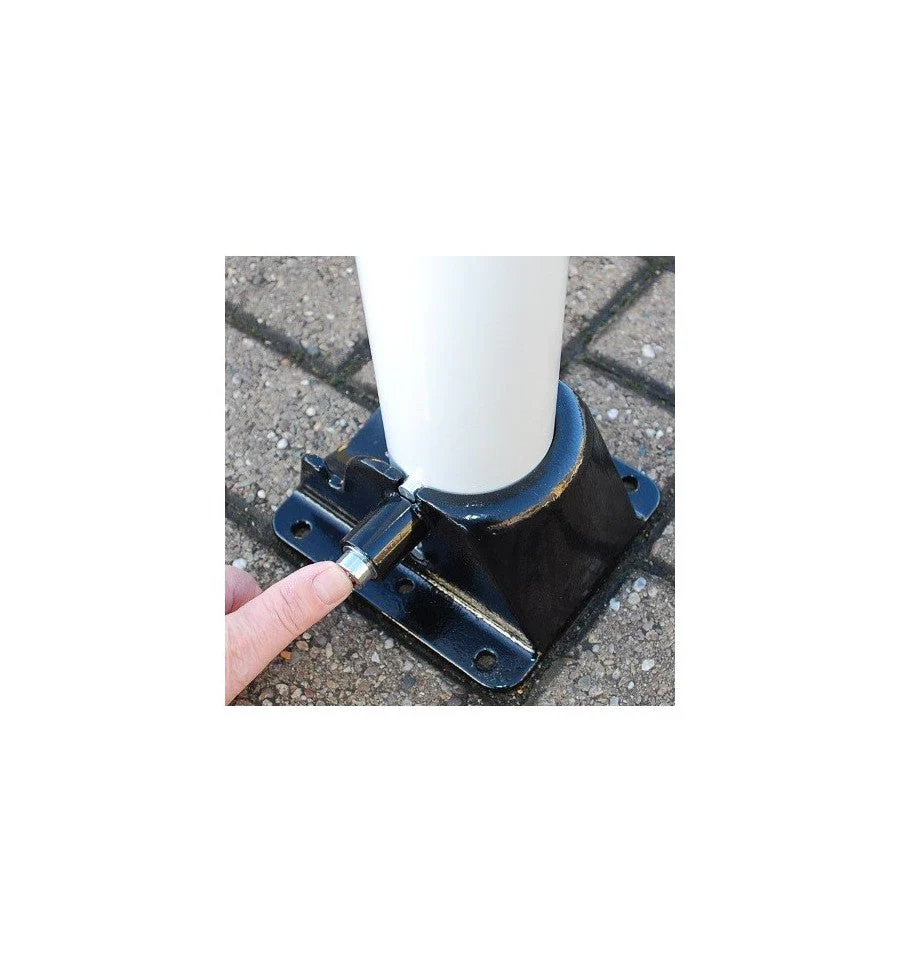 Red & White Fold-Down Parking Post with Built-In Lock & Eyelet – 900 mm Steel Bollard - Image 6