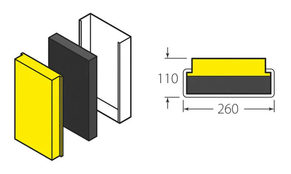 Rubber & Steel Dock Bumper with Fixings 465 x 275 x 110mm - Image 4