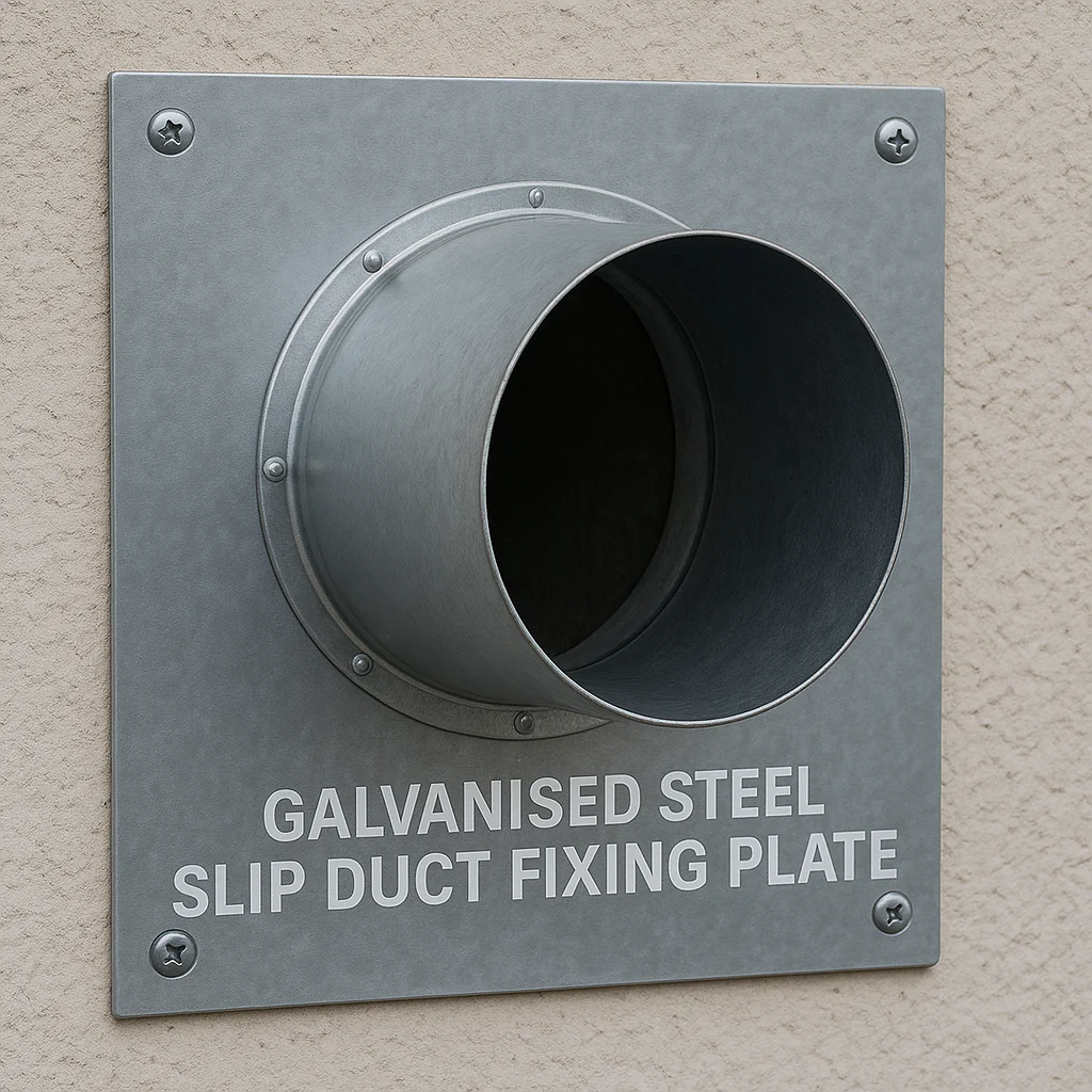 Galvanised Steel Slip Duct Fixing Plate – Solid or Open Centre – Secure Ducting to Floor or Wall – Industrial Ventilation Fitting - Image 4