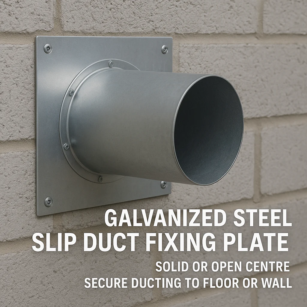 Galvanised Steel Slip Duct Fixing Plate – Solid or Open Centre – Secure Ducting to Floor or Wall – Industrial Ventilation Fitting - Image 5