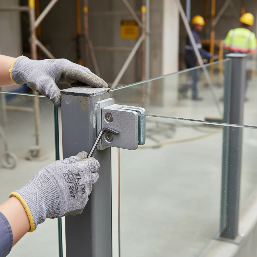 Premium Square Type Glass Clamp for Flat Post - Zinc Finish, 45x45x27mm with 8-10mm Compatibility