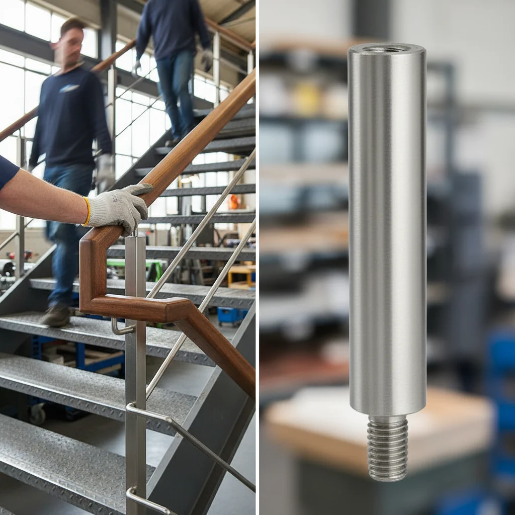 Premium Straight Handrail Support Pin 14mm Diameter with M8 and M6 Threads for Secure Connections