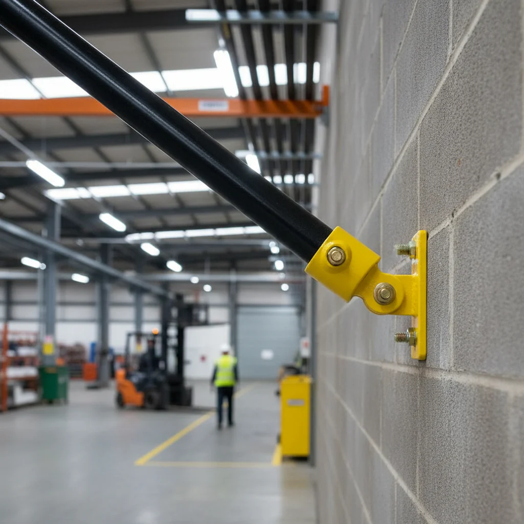 Premium Swivel Angle Wall Flange Fitting for 48.3mm Tube - Yellow Powder Coated Finish for Internal Installations - Image 2