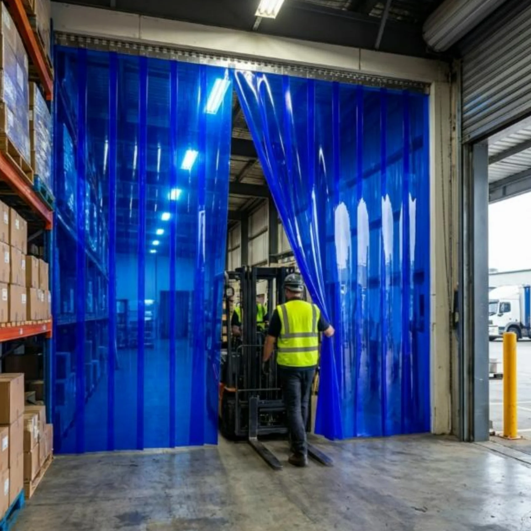 Transparent Blue PVC Strip Curtains – Hook-On Creative Interior Kit for Offices, Studios & Workspaces