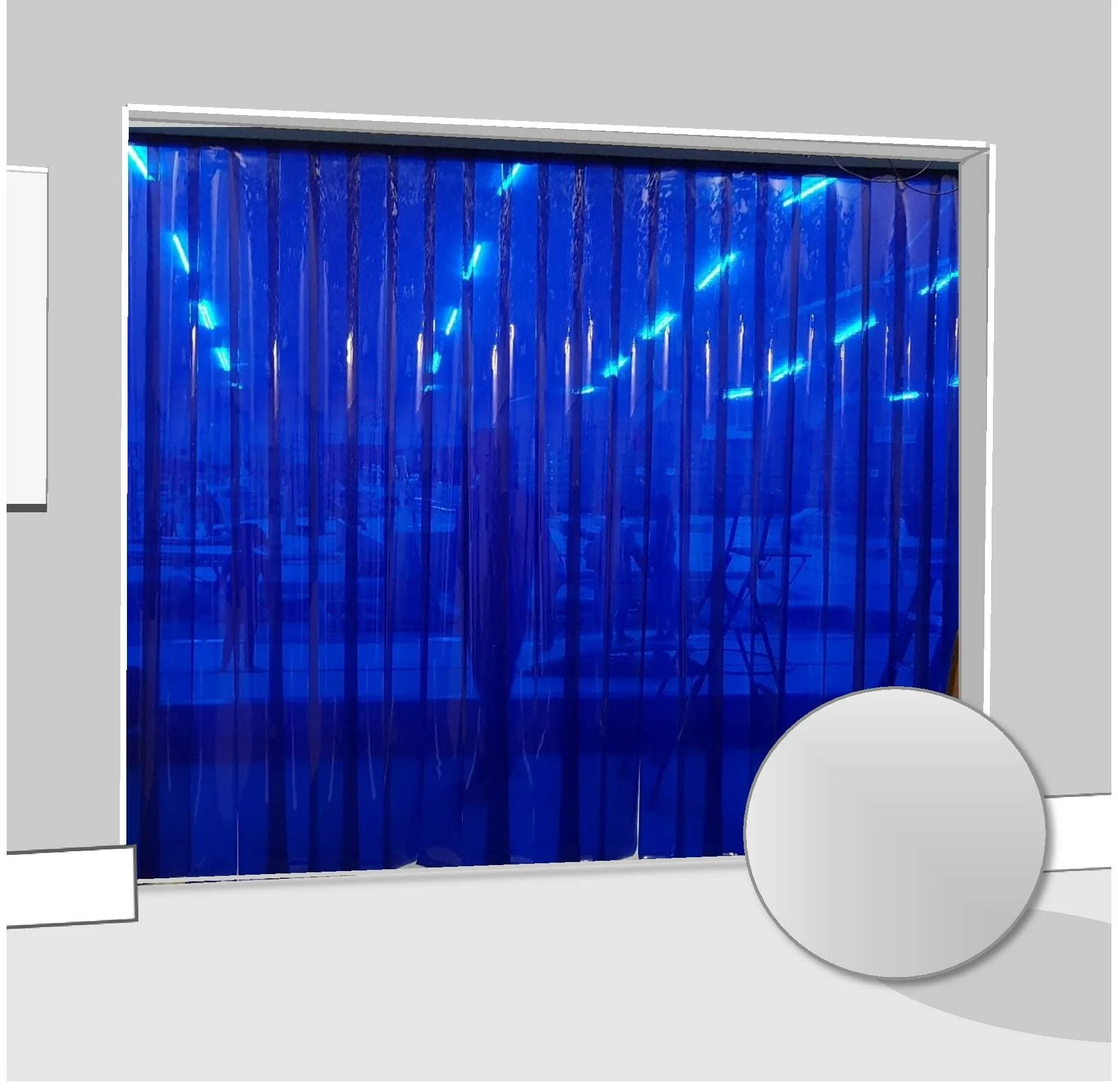 Transparent Blue PVC Strip Curtains – Hook-On Creative Interior Kit for Offices, Studios & Workspaces - Image 2