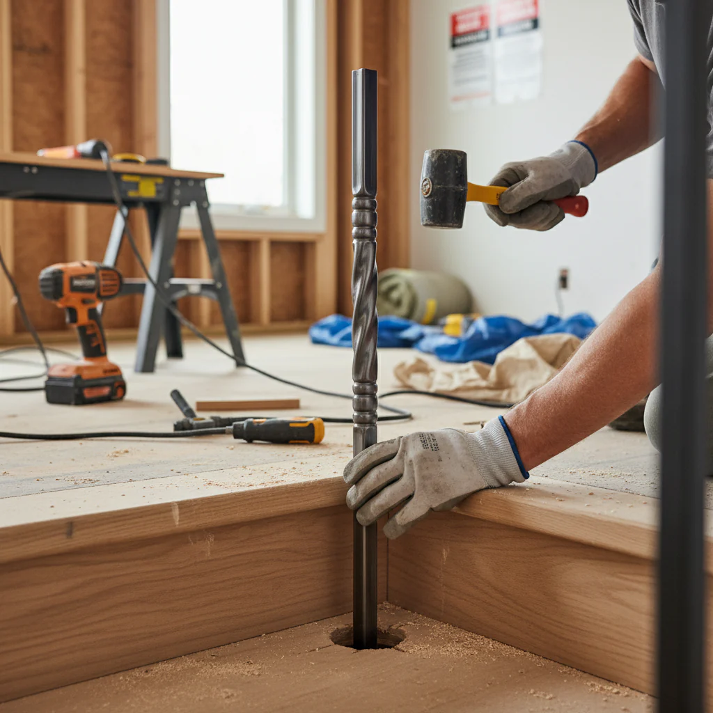 Premium Twisted Hollow Newel Post 1200mm - 40mm Square Hollow Section with 1.5mm Wall Thickness for Enhanced Stability