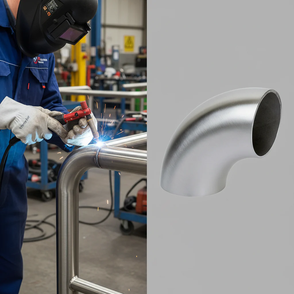 Premium Weldable 90 Degree Elbow for 42.4mm x 2mm Tube - Durable Stainless Steel Construction